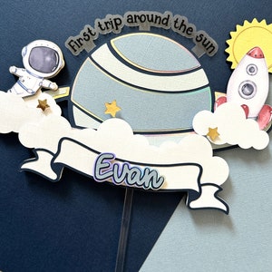 Space Birthday Cake Topper, 1st Birthday, Space,first trip around the sun
