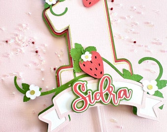 Berry First Birthday, Strawberry Cake Topper,  Cake Topper