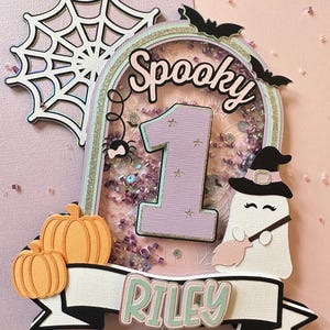 Spooky One, Spooky Cake Topper, Pastel Halloween,Pink Halloween, Shaker Cake Topper