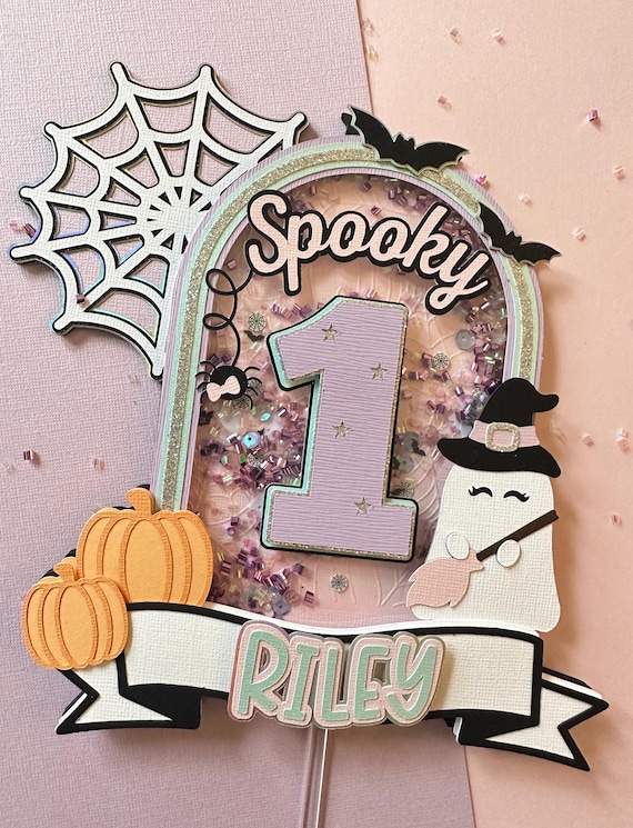 Spooky One, Spooky Cake Topper, Pastel Halloween,Pink Halloween, Shaker Cake Topper