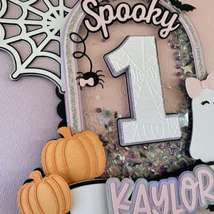 Spooky One, Spooky Cake Topper, Pastel Halloween,Pink Halloween, Shaker Cake Topper image 12
