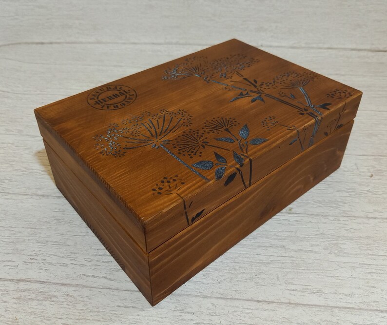 Rustic Tea Bag Box With 6 Compartments - Wooden Tea Box With Lid - Tea ...