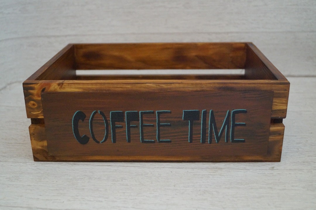 Wood Coffee Bin Coffee Station Organizer Rustic Coffee Bar Etsy
