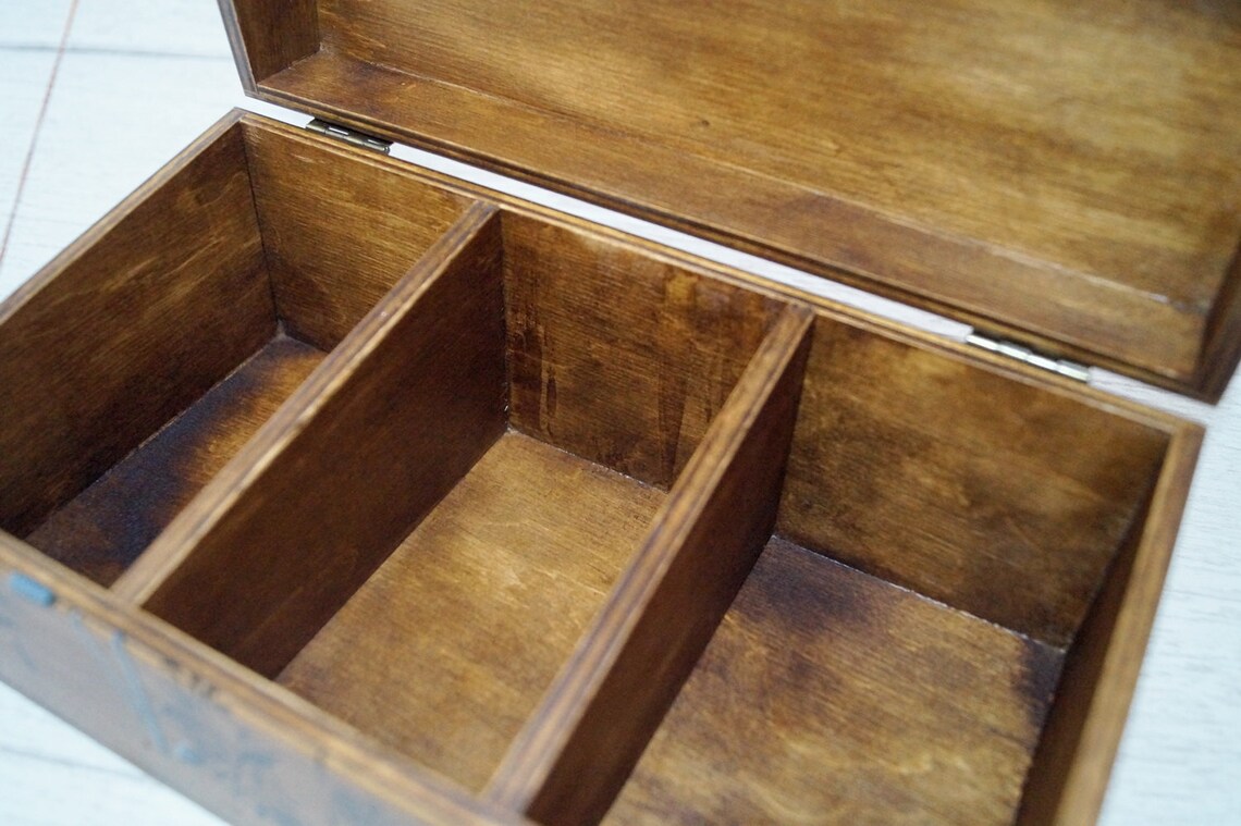 Rustic tea box organizer with 3 compartments Tea bag Etsy