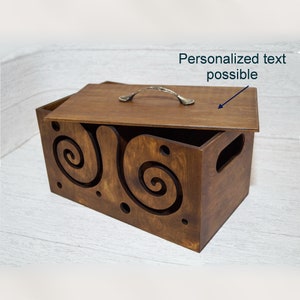 Large wooden yarn box with lid - Wood  yarn bowl - Crochet bowl - Gifts for knitters