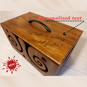 Personalized yarn bowl Large wooden yarn box with lid Crochet bowl Gifts for knitters