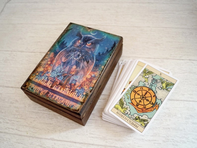 Tarot Box With Owl Tarot Card Holder Tarot Deck Box Etsy
