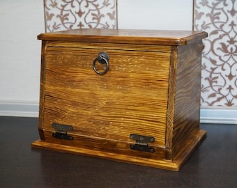 Caja de pan rústica Panera de madera Caja de pan hecha a mano Almacenamiento de cocina de granja