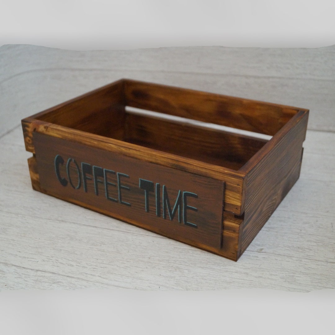 Wood Coffee Bin Coffee Station Organizer Rustic Coffee Bar Decor Etsy