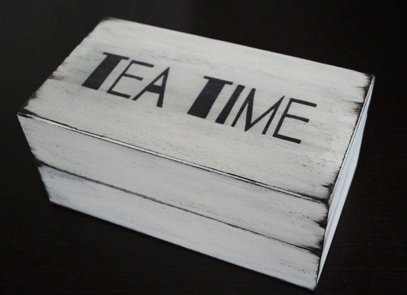 Rustic Tea Box Organizer With 3 Compartments Tea Bag Etsy