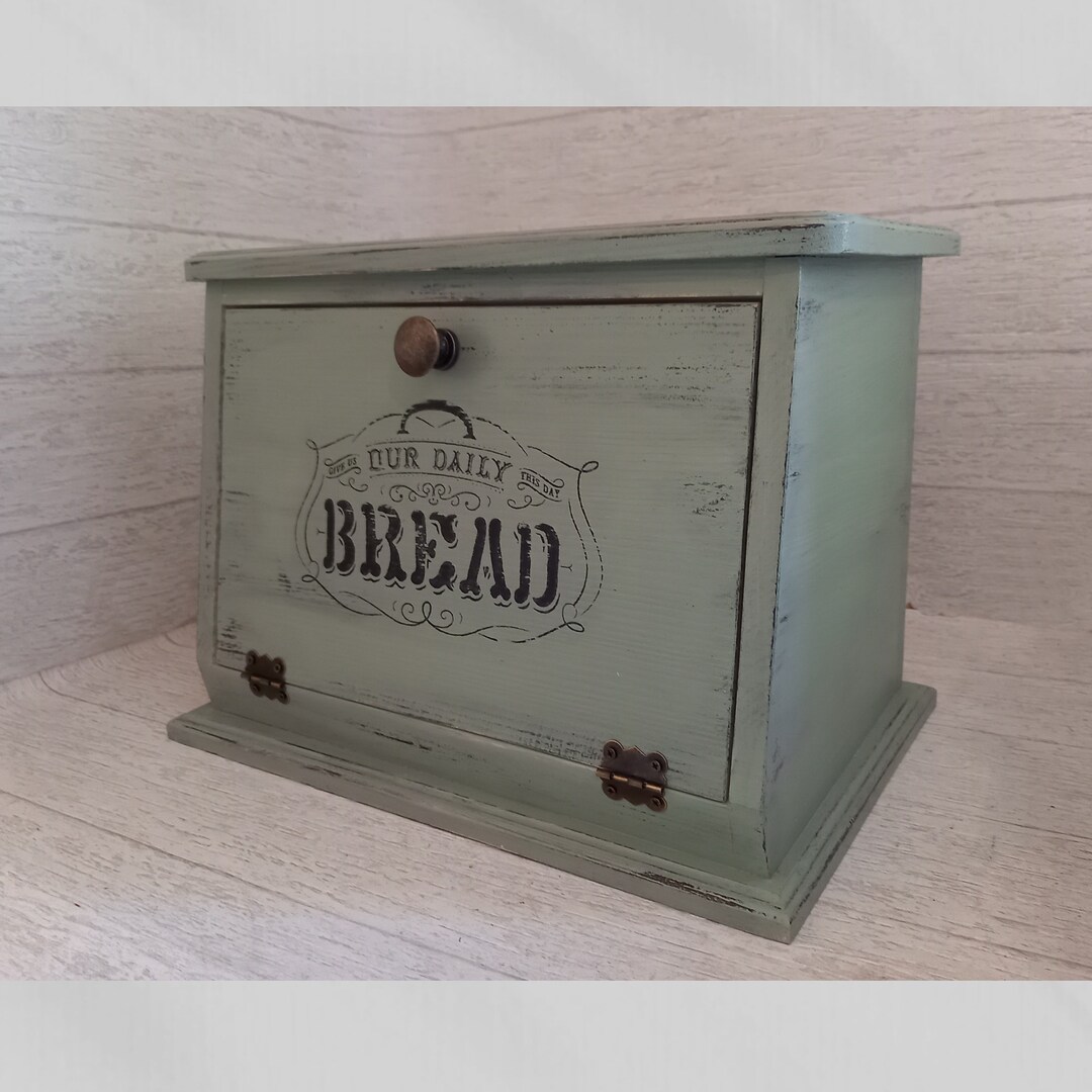 Vintage Green Bread Box Bread Bin Farmhouse Kitchen Etsy