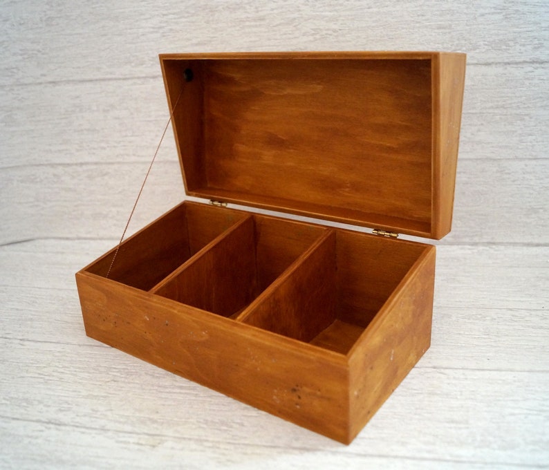 Rustic Tea Box Organizer With 3 Compartments Tea Bag Etsy