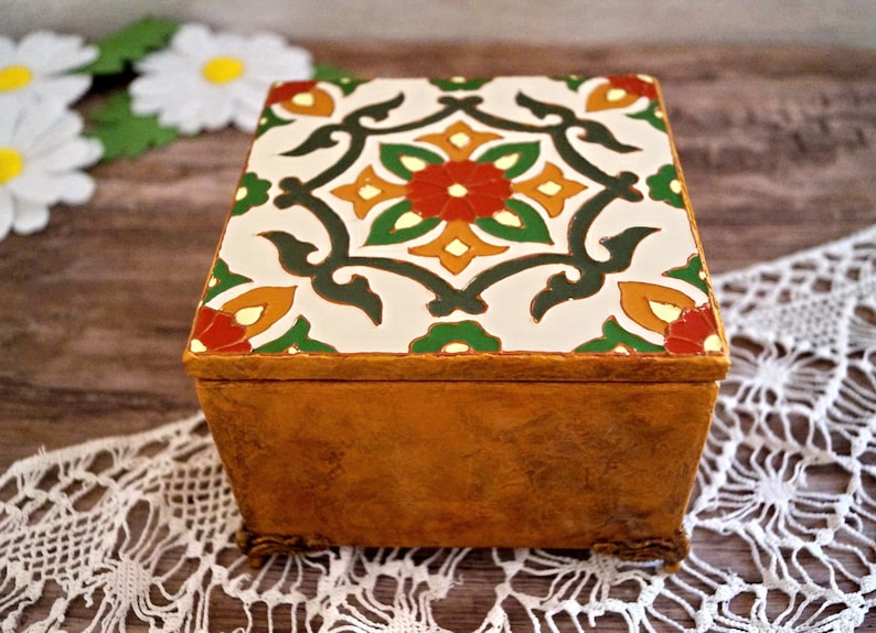Small jewelry box Burnt orange colour