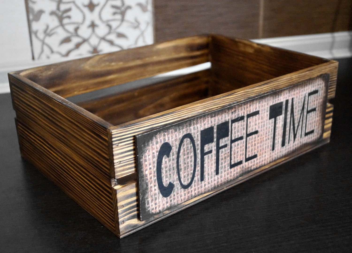 Wood coffee bin Coffee station decor Rustic coffee bar decor Etsy