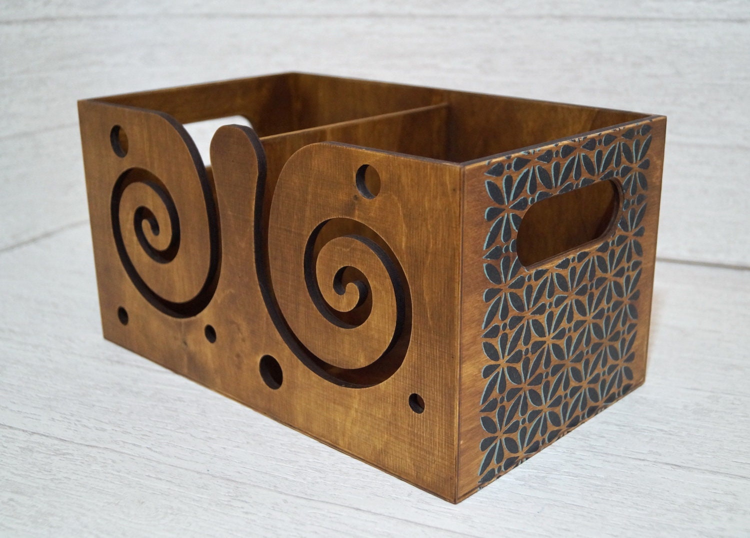 Bol à Tricoter En Bois Avec 2 Crochets Bambou - Porte-pelote De Laine, Rangement Accessoires Crochet, Diamètre 15 Cm