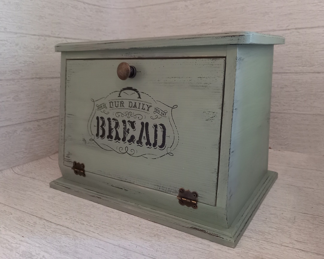 Vintage Green Bread Box Bread Bin Farmhouse Kitchen Etsy