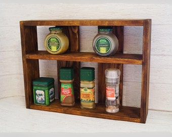 Kitchen spice rack countertop - Wood spice cabinet - Rustic kitchen storage