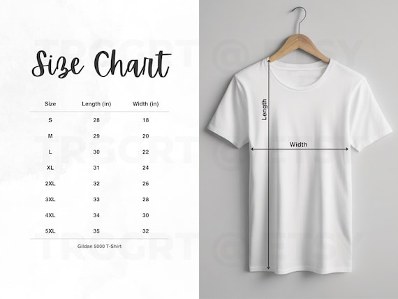 Buy Gildan 5000 T-shirt Size Chart: Imperial & Metric (digital