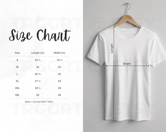 Bella + Canvas 6400 Größentabelle: T-Shirt Mockup (Digitaler Download)