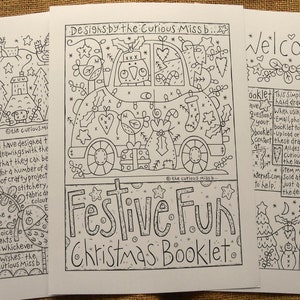May include: A black and white printable booklet of festive Christmas designs. The cover features a car decorated with Christmas ornaments and the text "Festive Fun Christmas Booklet". The booklet includes instructions for using the designs for crafts.