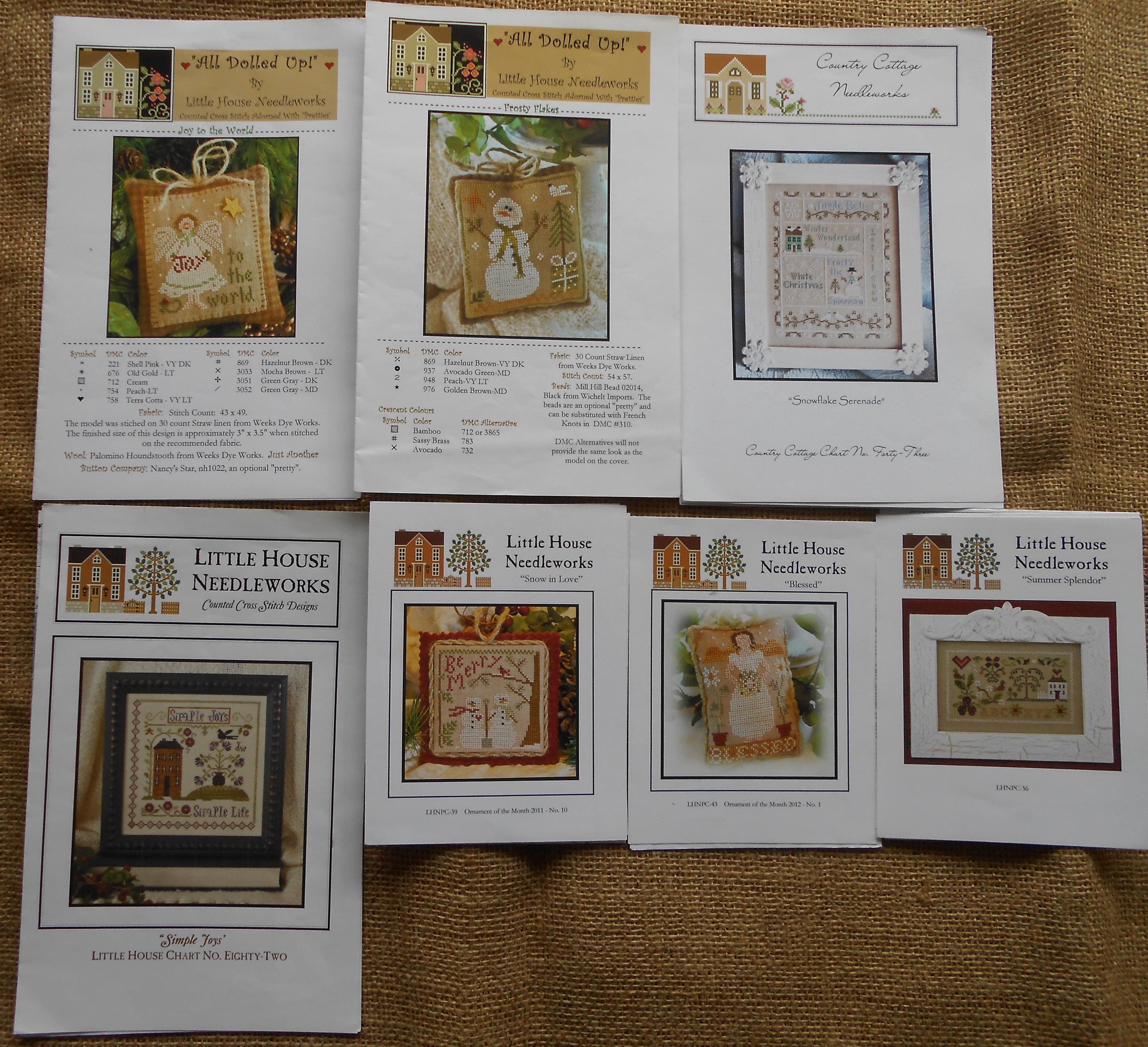CLEARANCE Set of 6 Little House Needleworks and 1 Country Cottage