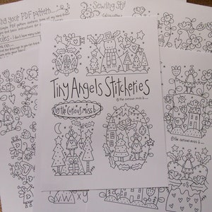 PDF Pattern #11 - TINY ANGELS Stitcheries - 20 Tiny Angel themed stitchery drawings and basic instructions