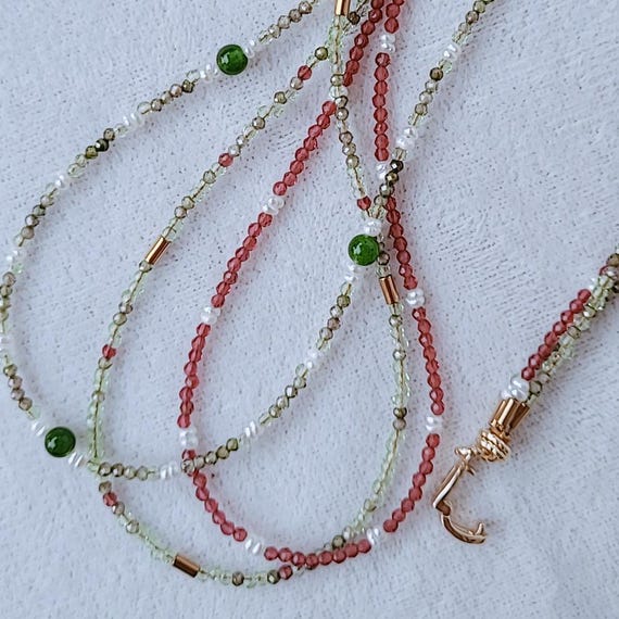 Three Row Dainty Choker,3 Strand Beaded Necklace,triple Tiny Beads