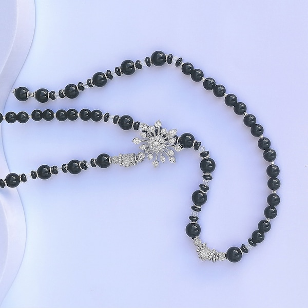 beaded tie necklace