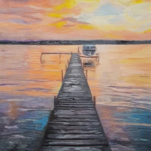Chautauqua lake sunset, original acrylic painting. 8x10 print on heavy stock (this is a print)