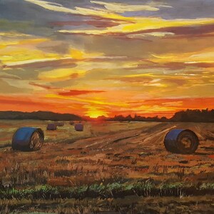 The Farm at sunset, 8x10 print from original acrylic painting.