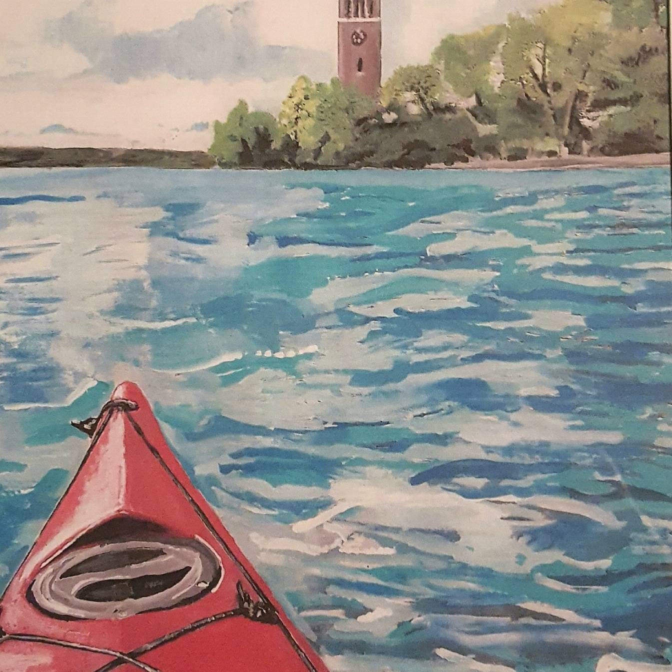 Kayaking to the Belltower, 16x20 Stretched Canvas Print