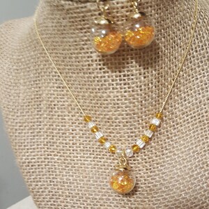 Glass Globe Earrings and Necklace Set