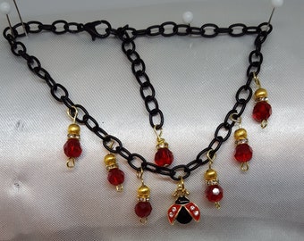 Lady Bug Anklet, Ankle Bracelet