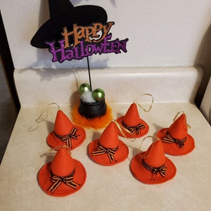 Witch Hats, Felt Witch Hat Ornaments, Orange Witch hat ornaments