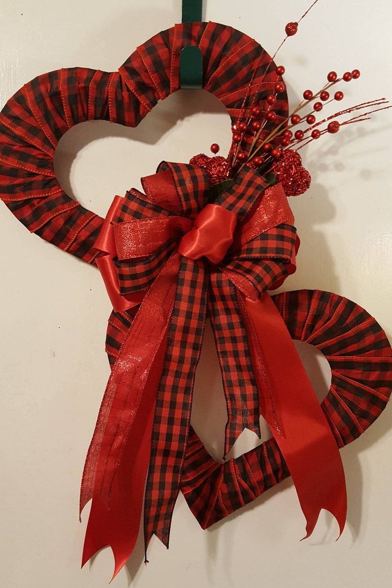 Valentine's Day Double Heart wreath Valentine Day wreaths Etsy