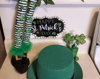 Leprechaun Wreath Attachment, Leprechaun Legs for Wreaths, Striped Leprechaun Legs