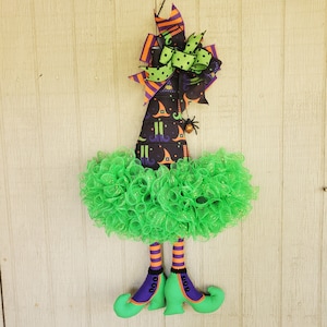 Witch Hat Wreath with Legs: Halloween Door Hanger
