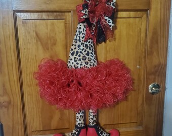 Leopardhäxhattkrans med ben - Halloweendörrhängare