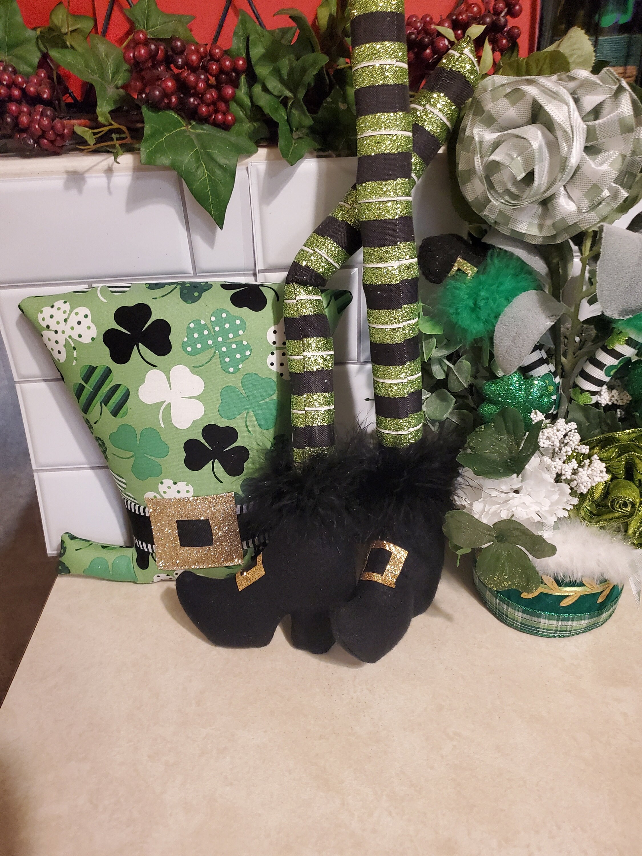 Legs Wreath Attachments Shamrock Print 