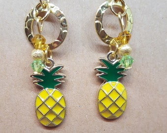 Gold Pineapple Dangle Earrings,