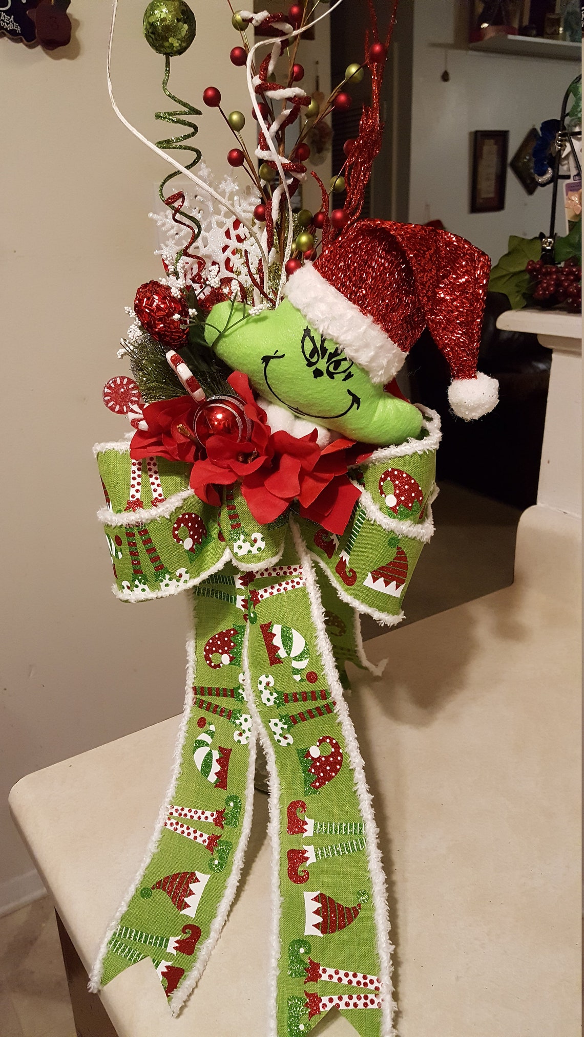 Grinch Tree Topper/Christmas Tree Topper/Deluxe Grinch Etsy