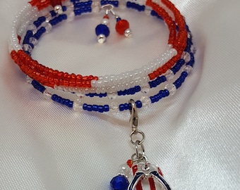 Patriotic Memory Wire Bracelet, Patriotic Jewelry