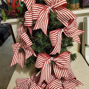 Christmas Tree Bow (Set of 10) Red Pin Stripe Tree Bows