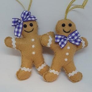 Gingerbread Man Ornaments, Felt Ornaments Christmas