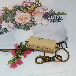 Cork Key Ring, Pink Floral Purse Clip