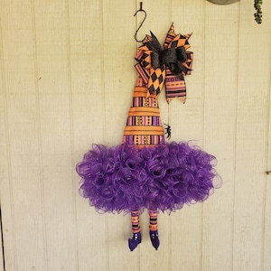 Witch Hat Wreath with Legs,  Witch Wreath, Quality Witch Hat Door Hanger,  Witches Hat Wreath