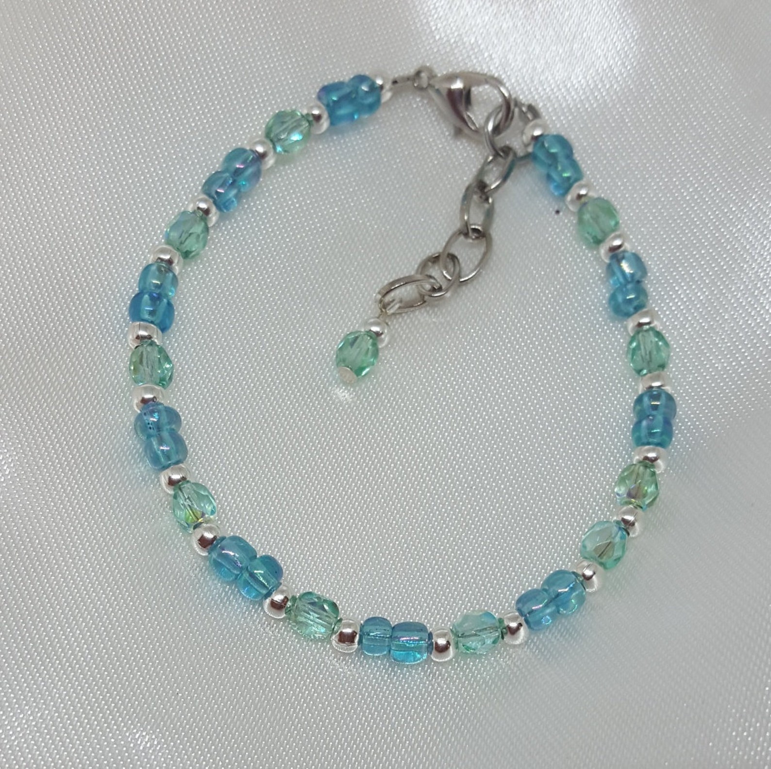 Blue Crystal Beaded Bracelet Etsy