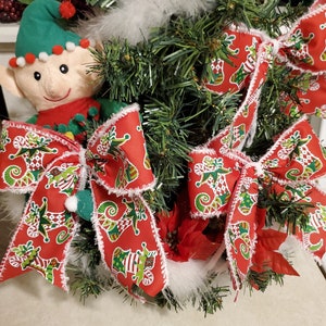 Christmas Tree Bows, Set of 10 Elf Shoe Bows
