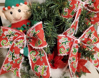 Christmas Tree Bows, Set of 10 Elf Shoe Bows