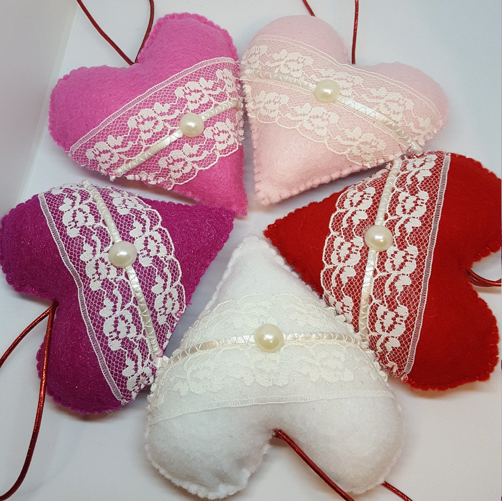 Felt Heart Ornaments - Etsy